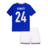 Camisa de Futebol França Ibrahima Konate #24 Equipamento Principal Infantil Europeu 2024 Manga Curta (+ Calças curtas)